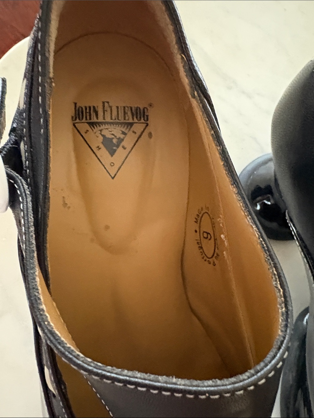 John Fluevog Black Patent & Leather Mary Jane Heels - Picture 6 of 6